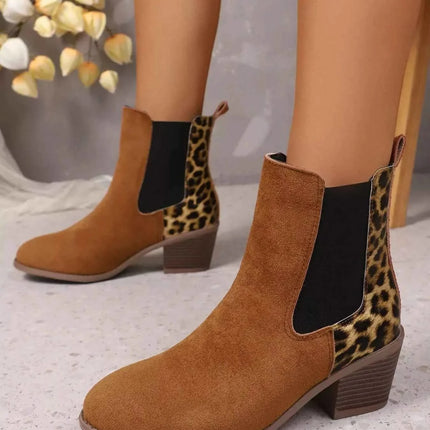 Leopard Print Chelsea Ankle Boots with Block Heel, , ["Classy Ballet Flats","Ship From Overseas","Shipping delay Feb 3 - Feb 26"], ꫀꪶꫀᧁꪖꪀᥴꫀ꠸ᠻꪗ..