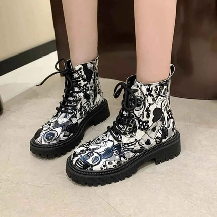 Graffiti Print Combat Boots : Colorful Street Art Design, , ["Classy Ballet Flats","Ship From Overseas"], ꫀꪶꫀᧁꪖꪀᥴꫀ꠸ᠻꪗ..