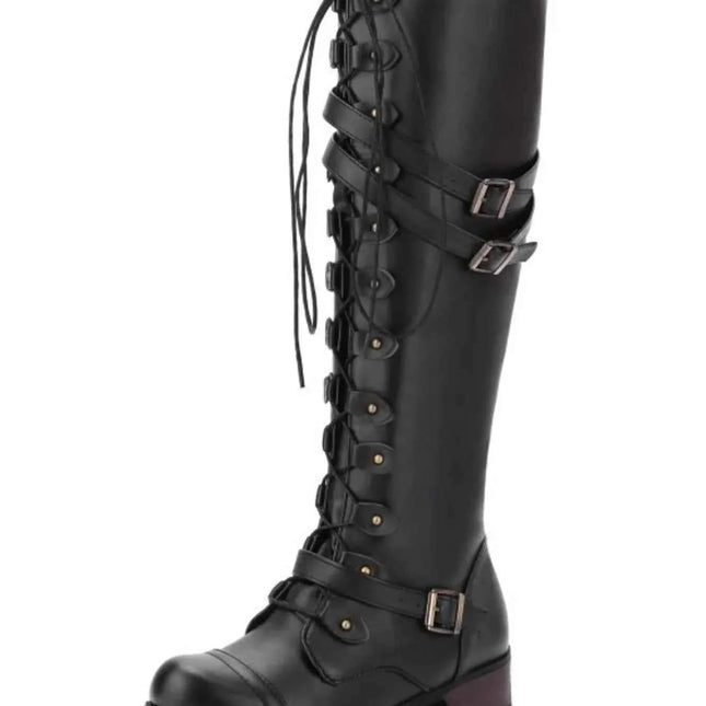 Lace-Up Boots : With Buckle Straps, , ["Mirage Platform","Ship From Overseas"], ꫀꪶꫀᧁꪖꪀᥴꫀ꠸ᠻꪗ..