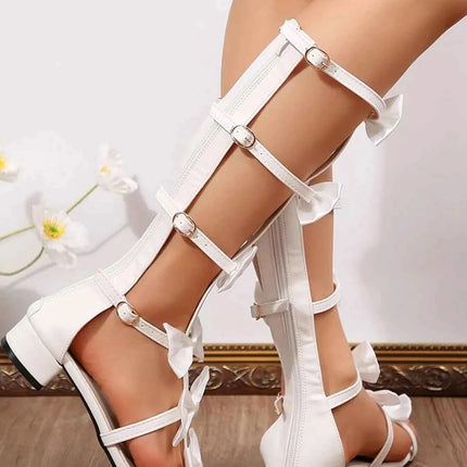 Chic Bow Heels: Strappy Sandals, , ["Nebula Oxford","Ship From Overseas"], ꫀꪶꫀᧁꪖꪀᥴꫀ꠸ᠻꪗ..