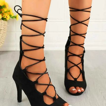 Elegant Lace-Up : High Heel Sandals, , ["Pretty Mules","Ship From Overseas"], ꫀꪶꫀᧁꪖꪀᥴꫀ꠸ᠻꪗ..