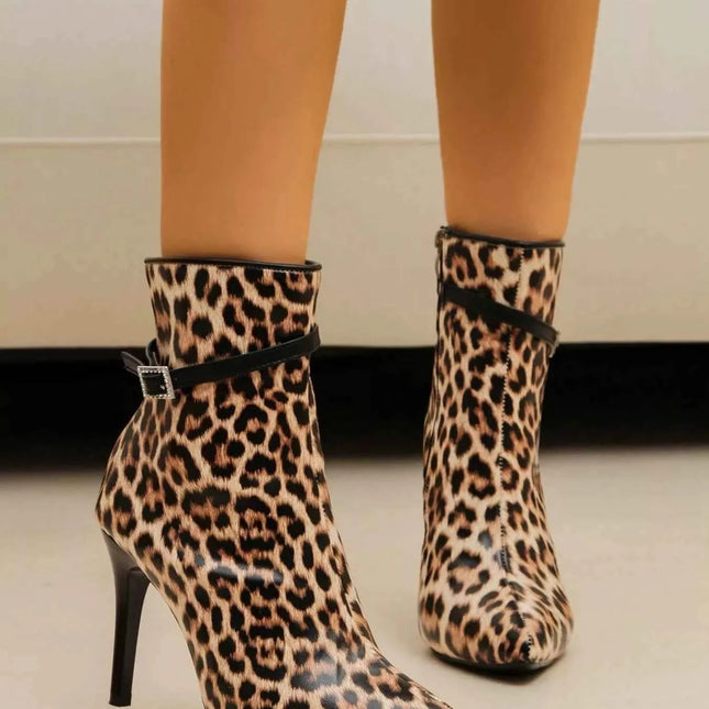 Pointed Toe Stiletto Heel Buckle Ankle Boots : High Heel Mid Calf Zipper, , ["Classy Ballet Flats","Ship From Overseas"], ꫀꪶꫀᧁꪖꪀᥴꫀ꠸ᠻꪗ..