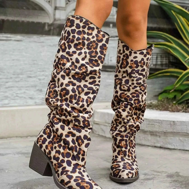 Cowboy Leopard Point Toe : Block Heels Boots, , ["Classy Ballet Flats","Ship From Overseas"], ꫀꪶꫀᧁꪖꪀᥴꫀ꠸ᠻꪗ..