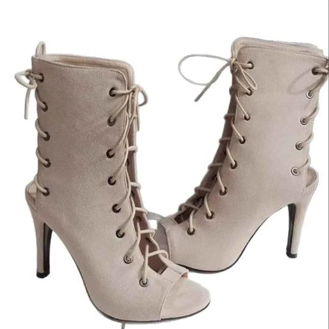 Peep Toe Lace-Up : High Heel Boots, , ["Dear Monkey","Ship From Overseas","Shipping delay Feb 3 - Feb 25"], ꫀꪶꫀᧁꪖꪀᥴꫀ꠸ᠻꪗ..