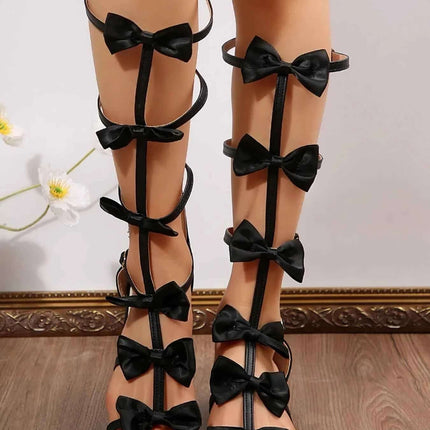 Chic Bow Heels: Strappy Sandals, , ["Nebula Oxford","Ship From Overseas"], ꫀꪶꫀᧁꪖꪀᥴꫀ꠸ᠻꪗ..