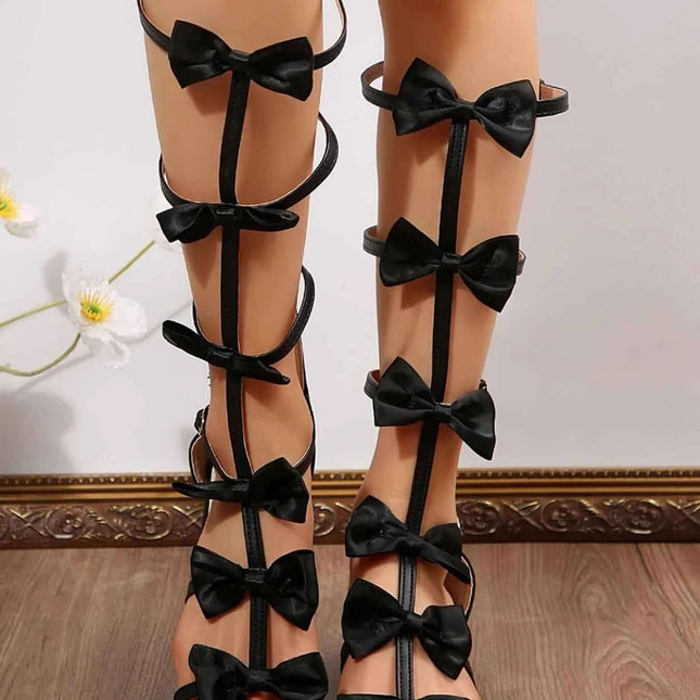 Chic Bow Heels: Strappy Sandals, , ["Nebula Oxford","Ship From Overseas"], ꫀꪶꫀᧁꪖꪀᥴꫀ꠸ᠻꪗ..