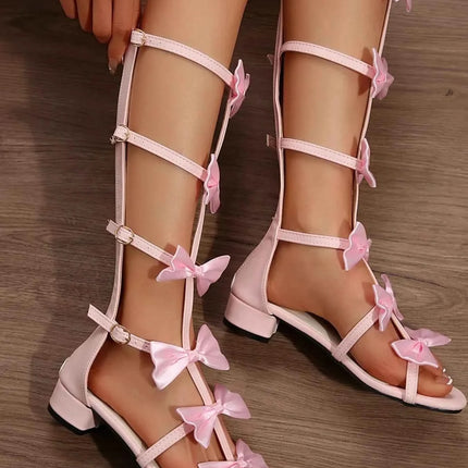Chic Bow Heels: Strappy Sandals, , ["Nebula Oxford","Ship From Overseas"], ꫀꪶꫀᧁꪖꪀᥴꫀ꠸ᠻꪗ..