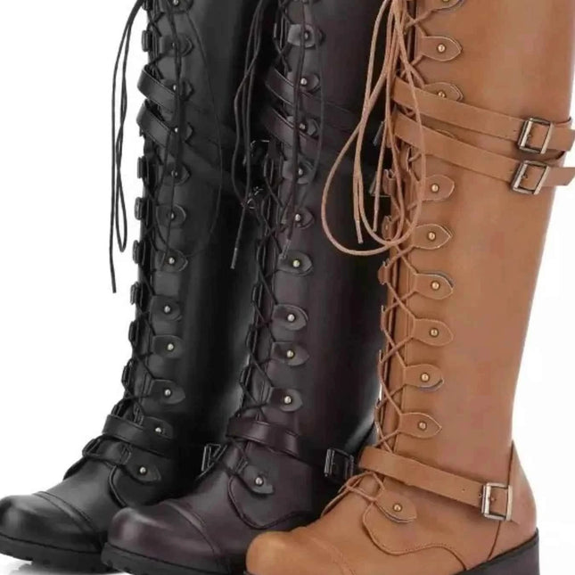 Lace-Up Boots : With Buckle Straps, , ["Mirage Platform","Ship From Overseas"], ꫀꪶꫀᧁꪖꪀᥴꫀ꠸ᠻꪗ..