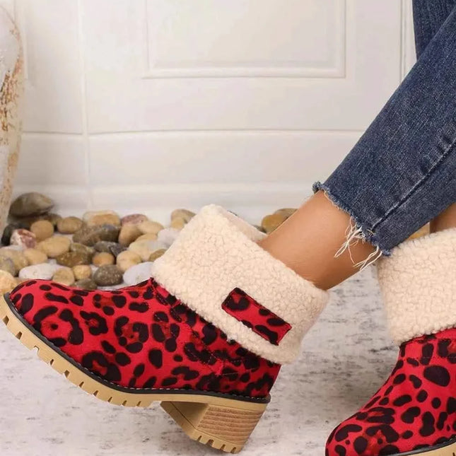 Leopard Block Heel : Fuzzy Boots, , ["H@Y@H@E","Ship From Overseas"], ꫀꪶꫀᧁꪖꪀᥴꫀ꠸ᠻꪗ..