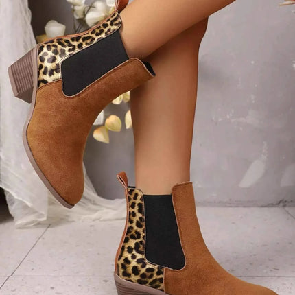 Leopard Print Chelsea Ankle Boots with Block Heel, , ["Classy Ballet Flats","Ship From Overseas","Shipping delay Feb 3 - Feb 26"], ꫀꪶꫀᧁꪖꪀᥴꫀ꠸ᠻꪗ..