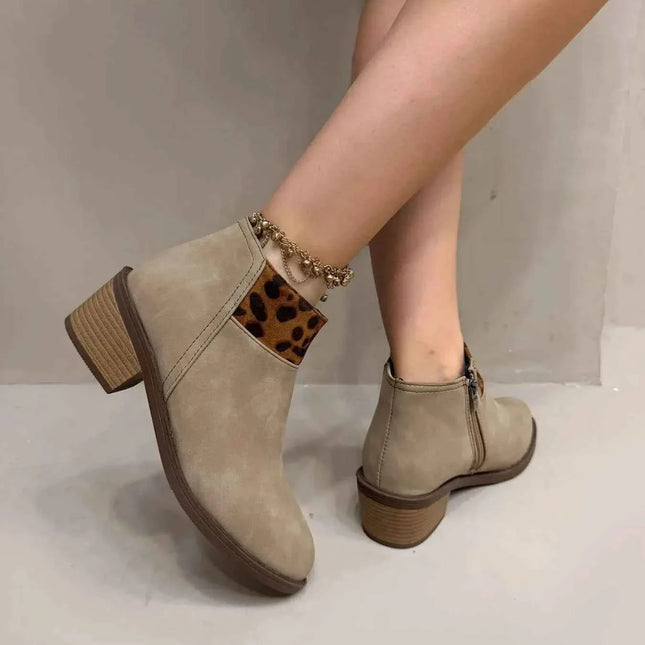 Stylish Leopard Block : Heels Boots, , ["Pretty Mules","Ship From Overseas"], ꫀꪶꫀᧁꪖꪀᥴꫀ꠸ᠻꪗ..