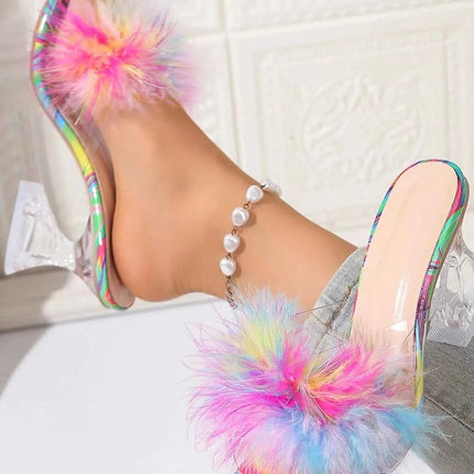 Fluffy Pom-Pom : Block Heel Sandals, , ["GraceStep","Ship From Overseas"], ꫀꪶꫀᧁꪖꪀᥴꫀ꠸ᠻꪗ..
