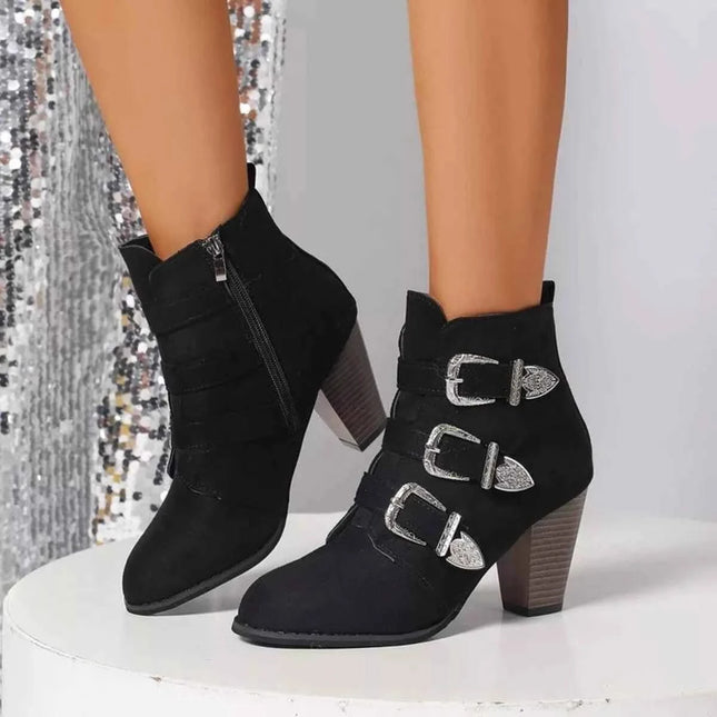 Trendy Ankle Boots : With Sliver Buttons, , ["Elegant Steps","Ship From Overseas"], ꫀꪶꫀᧁꪖꪀᥴꫀ꠸ᠻꪗ..