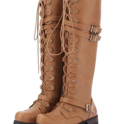 Lace-Up Boots : With Buckle Straps, , ["Mirage Platform","Ship From Overseas"], ꫀꪶꫀᧁꪖꪀᥴꫀ꠸ᠻꪗ..