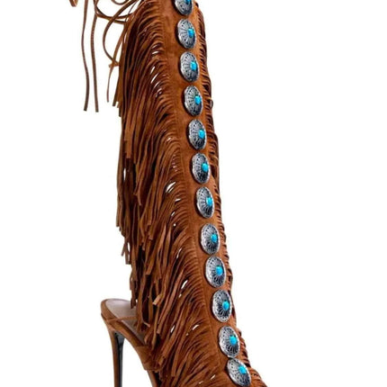 Fringe Lace Up : High Heel Sandal, , ["Nyx Studio","Ship From Overseas"], ꫀꪶꫀᧁꪖꪀᥴꫀ꠸ᠻꪗ..