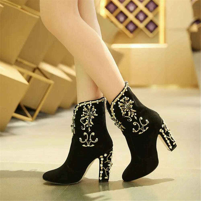 Women Suede Ankle Boots : With Back Zipper, , [], ꫀꪶꫀᧁꪖꪀᥴꫀ꠸ᠻꪗ..