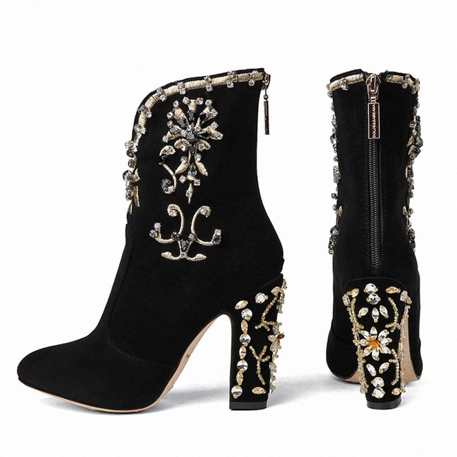 Women Suede Ankle Boots : With Back Zipper, , [], ꫀꪶꫀᧁꪖꪀᥴꫀ꠸ᠻꪗ..