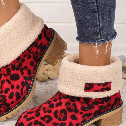 Leopard Block Heel : Fuzzy Boots, , ["H@Y@H@E","Ship From Overseas"], ꫀꪶꫀᧁꪖꪀᥴꫀ꠸ᠻꪗ..