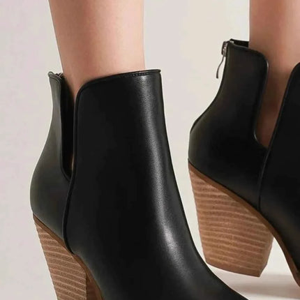 Beast Fashion Pointed : Metal-Tip Toe Block Heel Ankle Boots, , ["Beast Fashion","Ship from USA"], ꫀꪶꫀᧁꪖꪀᥴꫀ꠸ᠻꪗ..