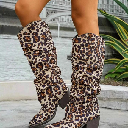 Cowboy Leopard Point Toe : Block Heels Boots, , ["Classy Ballet Flats","Ship From Overseas"], ꫀꪶꫀᧁꪖꪀᥴꫀ꠸ᠻꪗ..