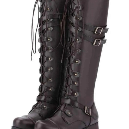 Lace-Up Boots : With Buckle Straps, , ["Mirage Platform","Ship From Overseas"], ꫀꪶꫀᧁꪖꪀᥴꫀ꠸ᠻꪗ..