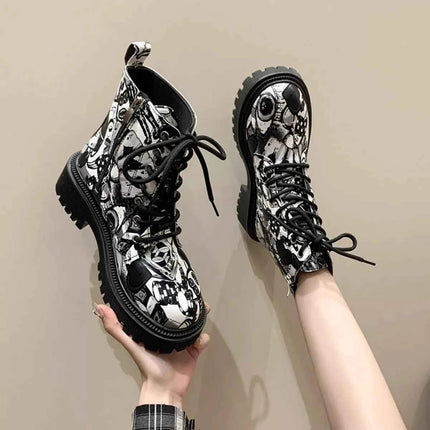 Graffiti Print Combat Boots : Colorful Street Art Design, , ["Classy Ballet Flats","Ship From Overseas"], ꫀꪶꫀᧁꪖꪀᥴꫀ꠸ᠻꪗ..