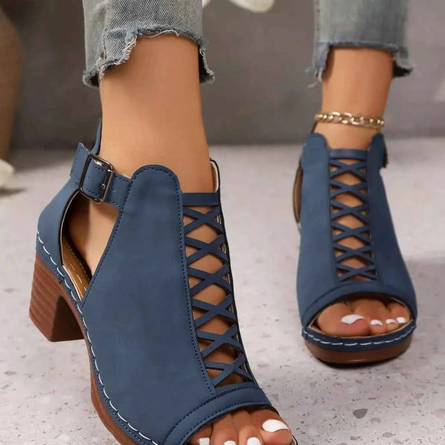 Crisscross Peep Toe : Block Heels Sandals, , ["Classy Ballet Flats","Ship From Overseas"], ꫀꪶꫀᧁꪖꪀᥴꫀ꠸ᠻꪗ..