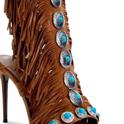 Fringe Lace Up : High Heel Sandal, , ["Nyx Studio","Ship From Overseas"], ꫀꪶꫀᧁꪖꪀᥴꫀ꠸ᠻꪗ..