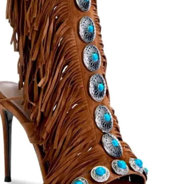 Fringe Lace Up : High Heel Sandal, , ["Nyx Studio","Ship From Overseas"], ꫀꪶꫀᧁꪖꪀᥴꫀ꠸ᠻꪗ..